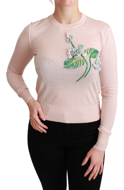 Pull Dolce & Gabbana en soie et cachemire à motifs floraux roses