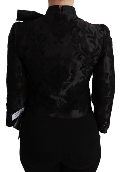 Veste en soie blazer Dolce & Gabbana noire à jacquard floral