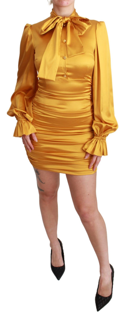 Mini-robe fourreau moulante Dolce & Gabbana en soie stretch jaune