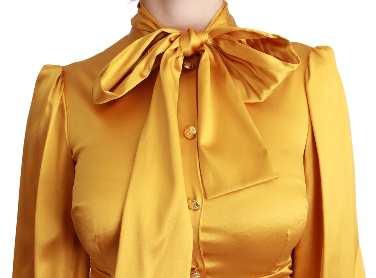 Mini-robe fourreau moulante Dolce & Gabbana en soie stretch jaune