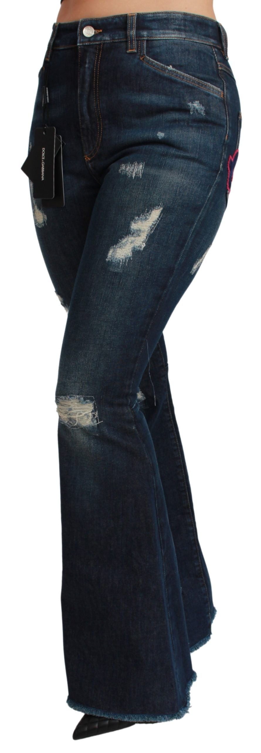 Jean évasé Dolce & Gabbana en denim de coton stretch bleu