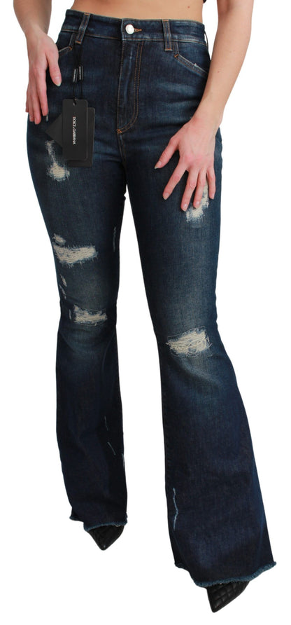 Jean évasé Dolce & Gabbana en denim de coton stretch bleu