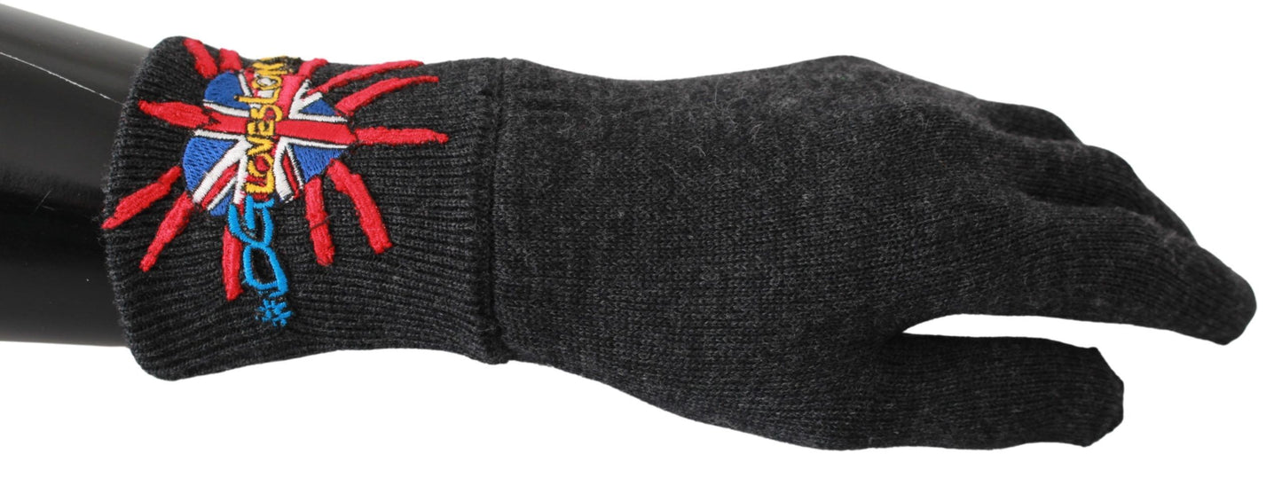 Gants Dolce & Gabbana gris en laine brodée #DGLovesLondon