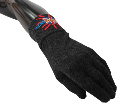 Gants Dolce & Gabbana gris en laine brodée #DGLovesLondon
