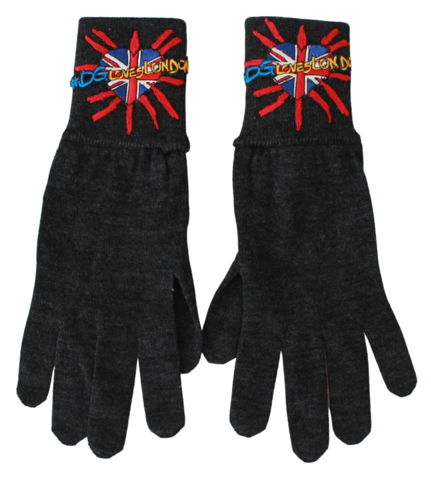 Gants Dolce & Gabbana gris en laine brodée #DGLovesLondon
