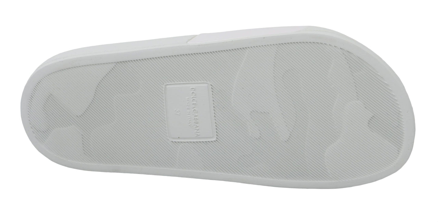 Dolce & Gabbana Sandales à enfiler en cuir blanc #dgfamily