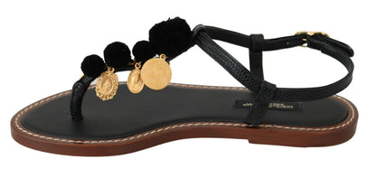 Chaussures Sandales Tongs Cuir Noir Pièces Dolce & Gabbana