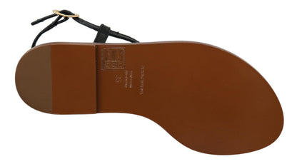 Chaussures Sandales Tongs Cuir Noir Pièces Dolce & Gabbana