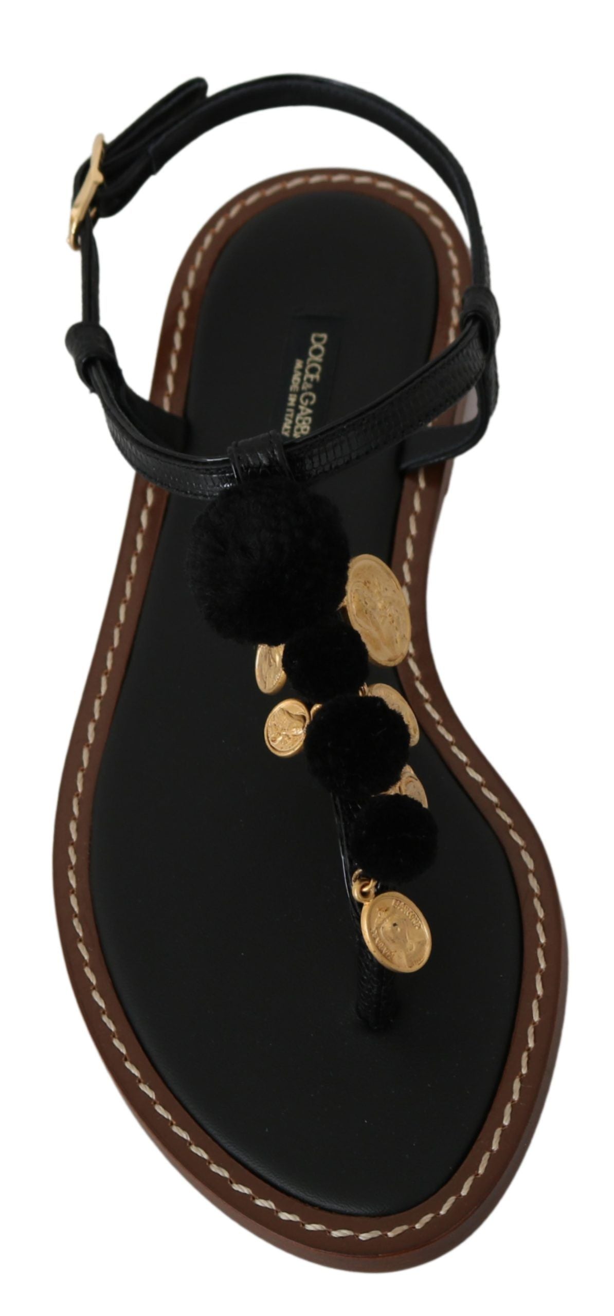 Chaussures Sandales Tongs Cuir Noir Pièces Dolce & Gabbana