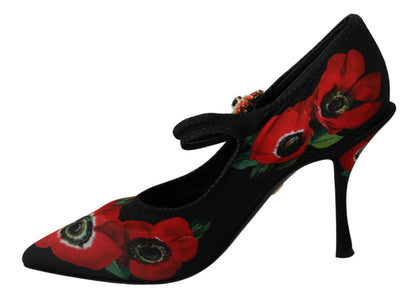 Chaussures à talons Dolce & Gabbana Mary Janes fleuries rouges et noires