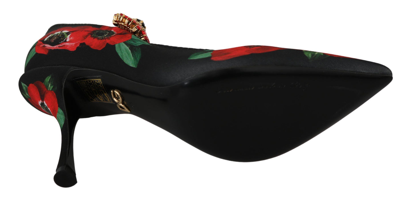 Chaussures à talons Dolce & Gabbana Mary Janes fleuries rouges et noires