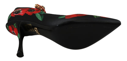 Chaussures à talons Dolce & Gabbana Mary Janes fleuries rouges et noires