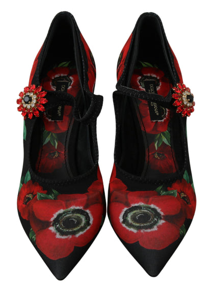 Chaussures à talons Dolce & Gabbana Mary Janes fleuries rouges et noires