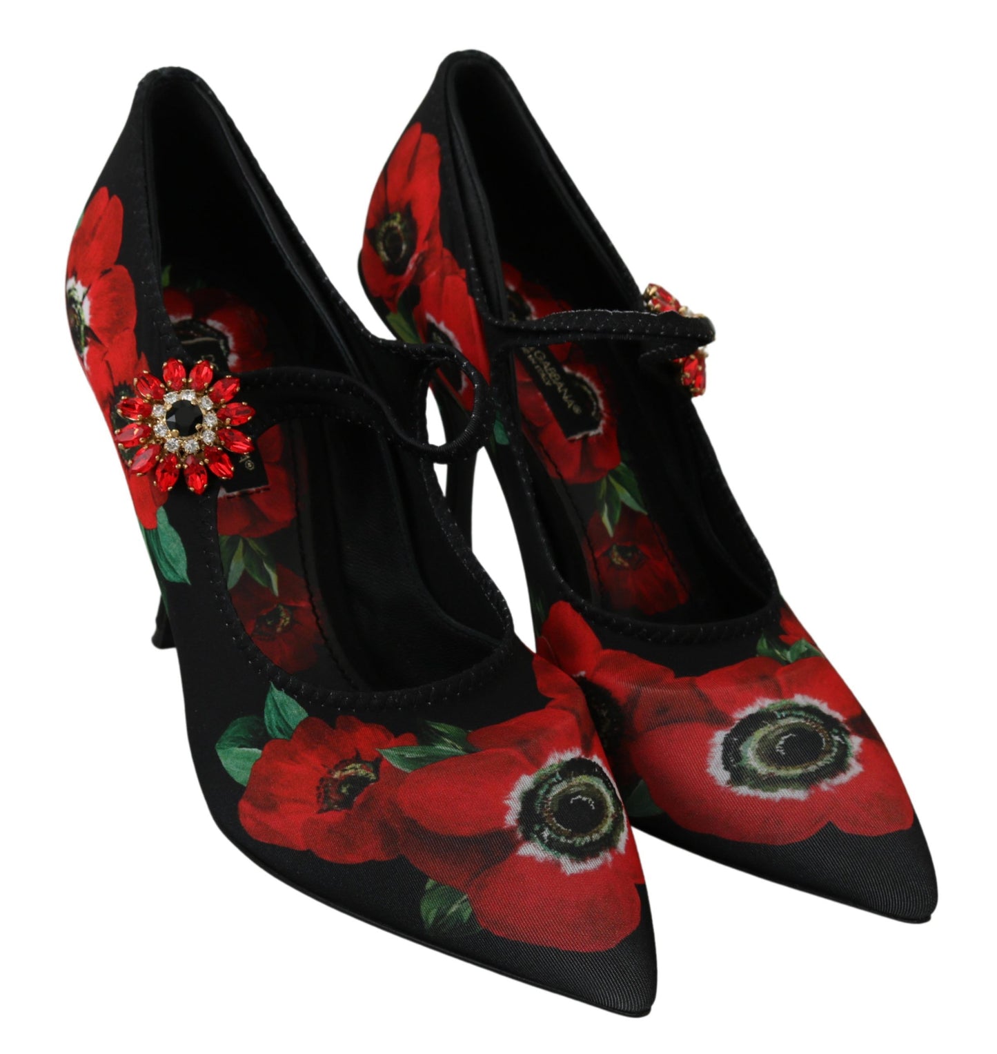 Chaussures à talons Dolce & Gabbana Mary Janes fleuries rouges et noires