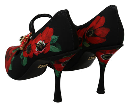 Chaussures à talons Dolce & Gabbana Mary Janes fleuries rouges et noires