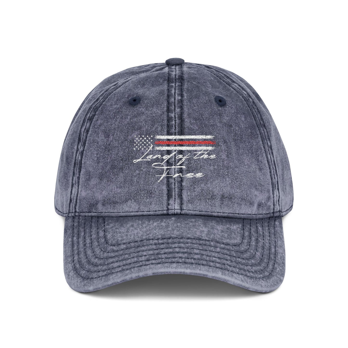 Hecho en EE. UU. | Gorra vintage desgastada con la bandera estadounidense "Land of the Free" | Gorra de béisbol bordada