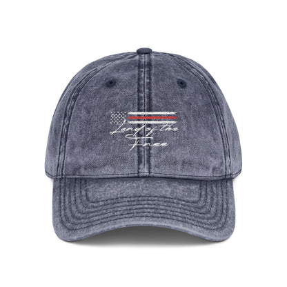 Hecho en EE. UU. | Gorra vintage desgastada con la bandera estadounidense "Land of the Free" | Gorra de béisbol bordada