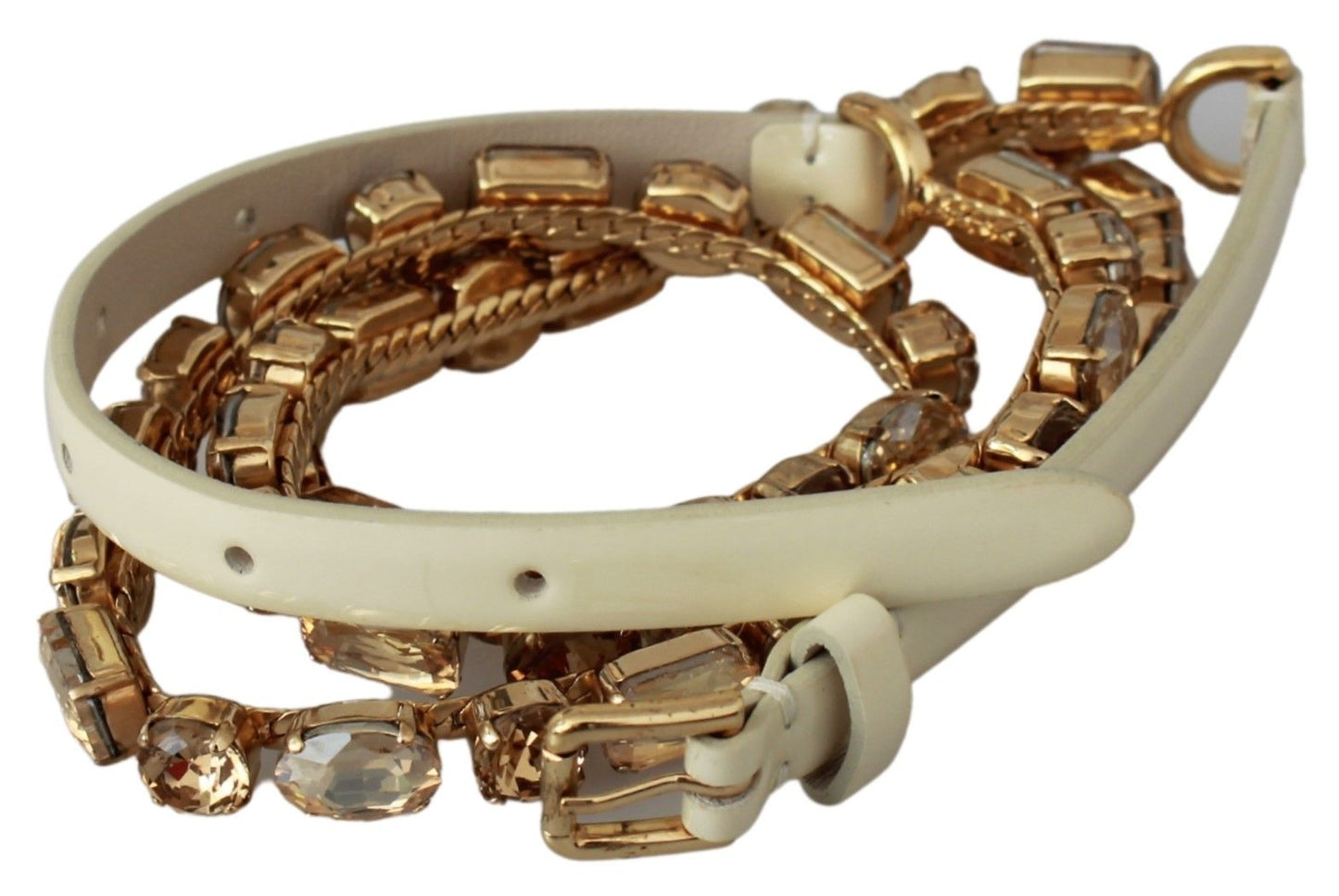 Ceinture Dolce & Gabbana en cuir blanc avec cristaux