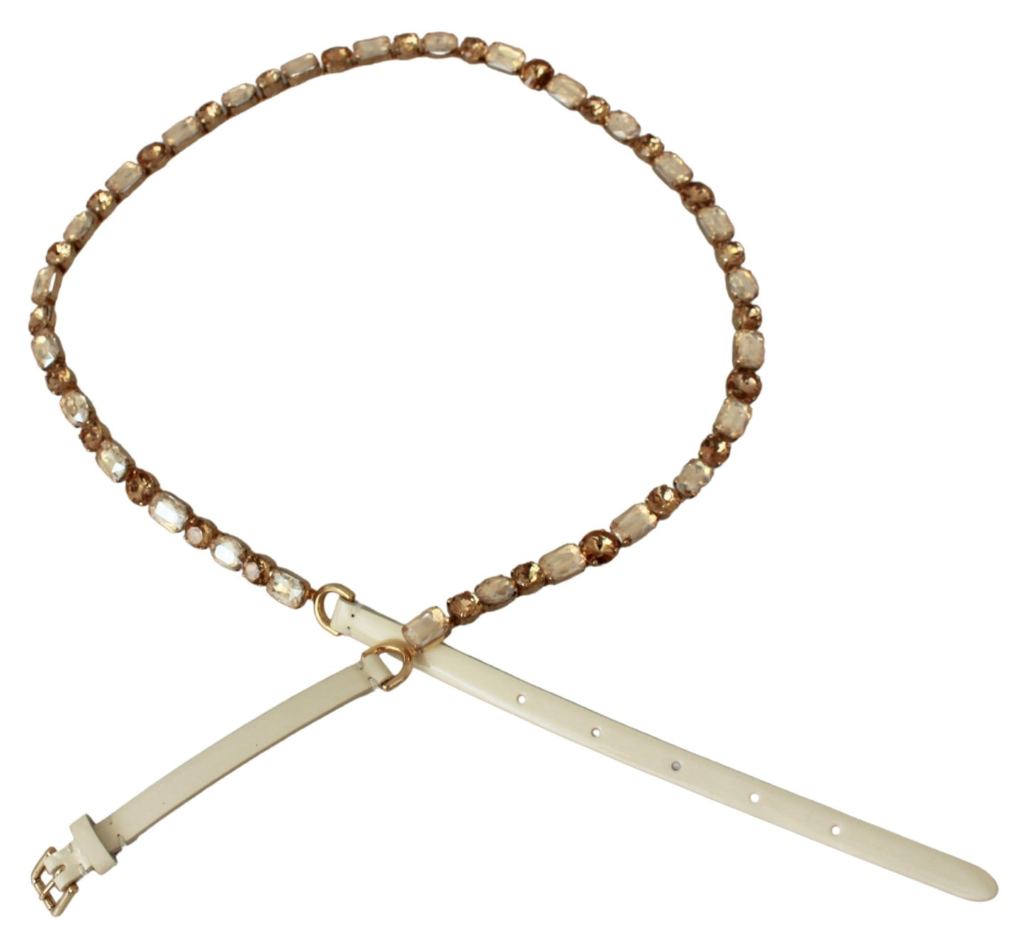 Ceinture Dolce & Gabbana en cuir blanc avec cristaux