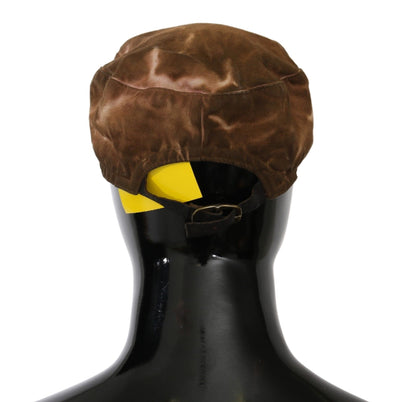 Costume National Brown Newsboy Beret Cabbie Fedora Hat