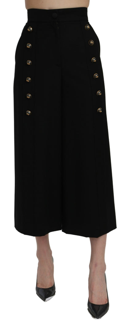 Pantalon Capri large Dolce & Gabbana noir taille haute