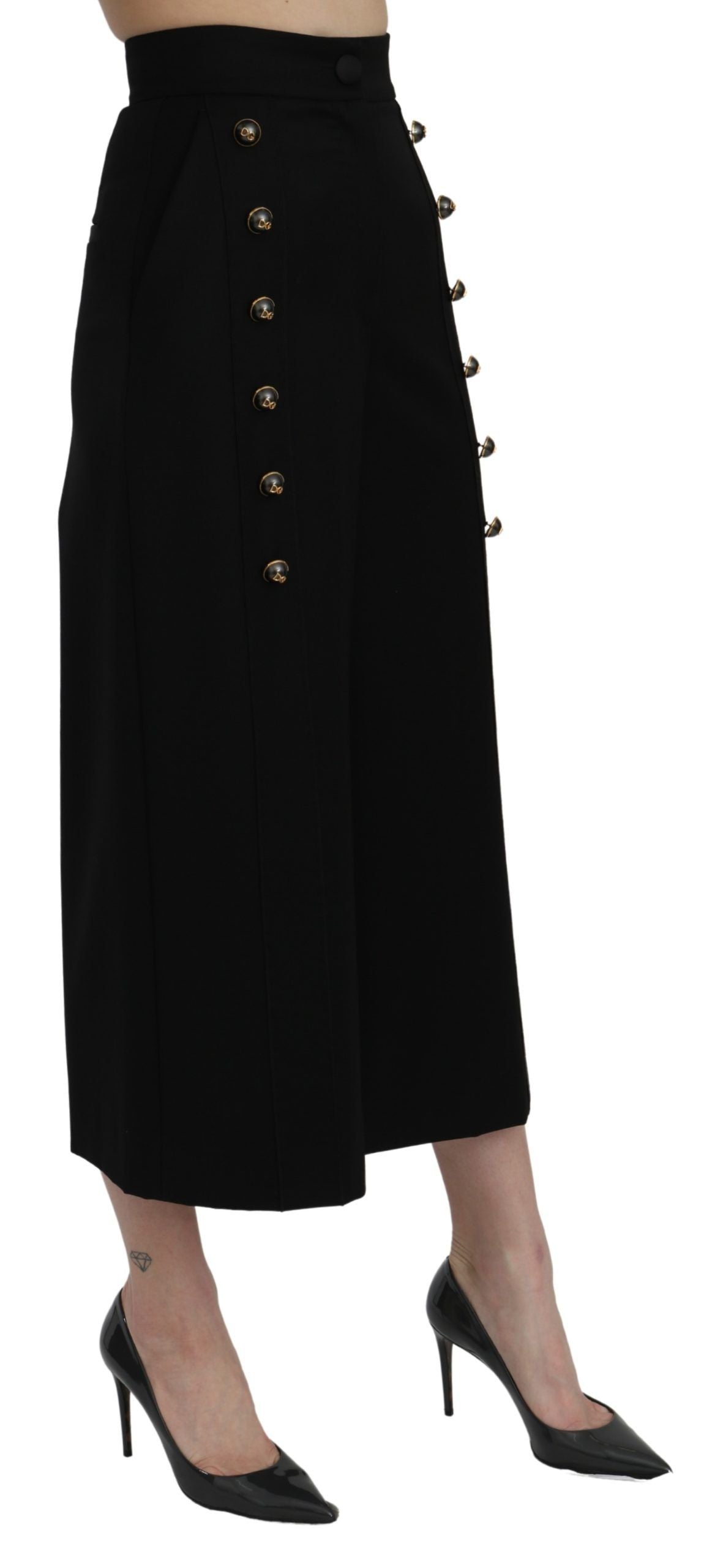 Pantalon Capri large Dolce & Gabbana noir taille haute