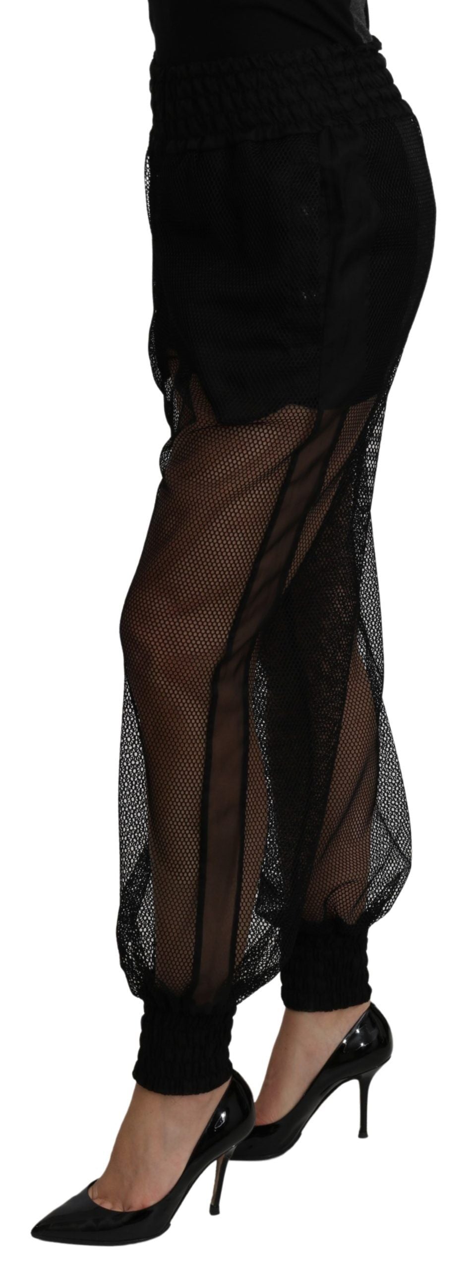 Pantalon de jogging transparent noir en polyester Dolce & Gabbana