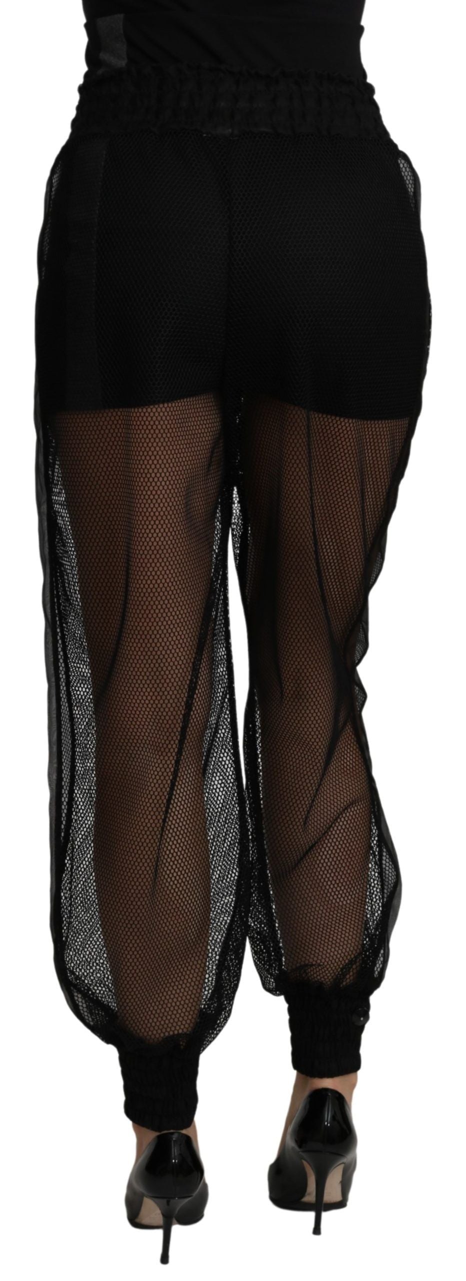 Pantalon de jogging transparent noir en polyester Dolce & Gabbana