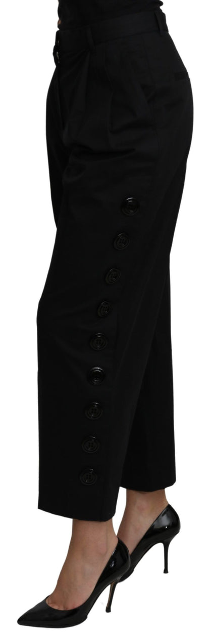 Pantalon Dolce & Gabbana taille haute court noir en coton stretch