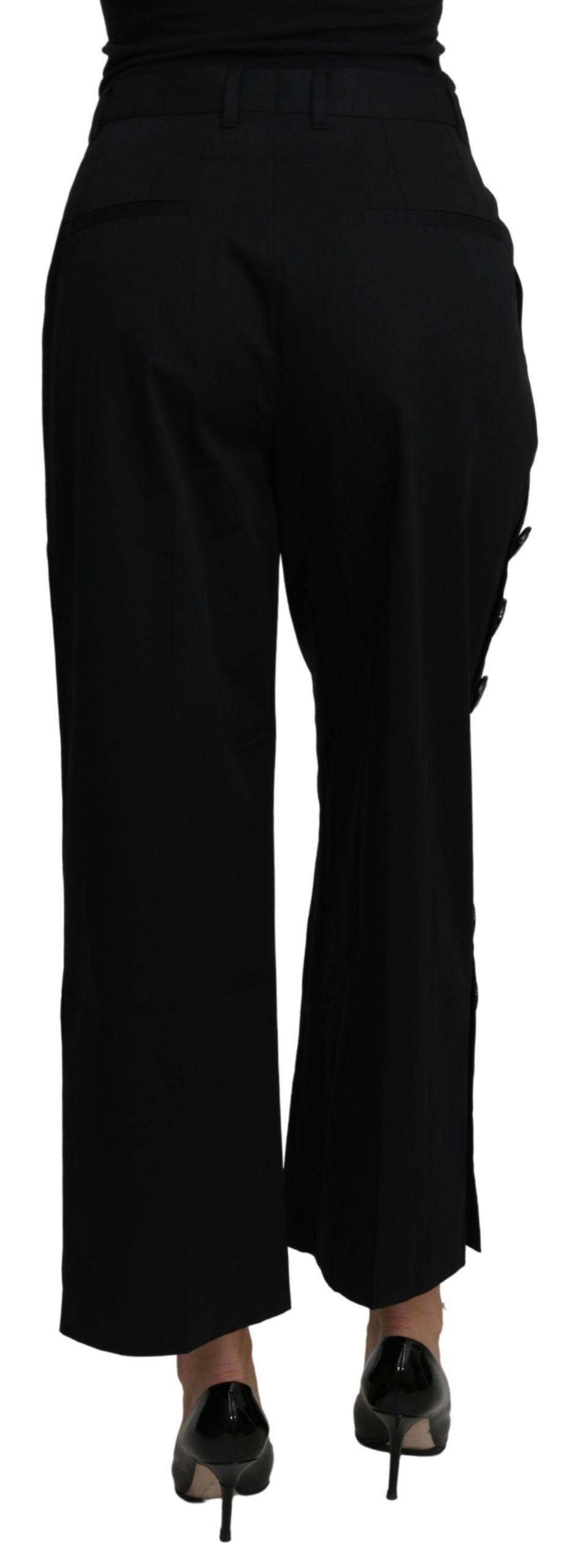 Pantalon Dolce & Gabbana taille haute court noir en coton stretch