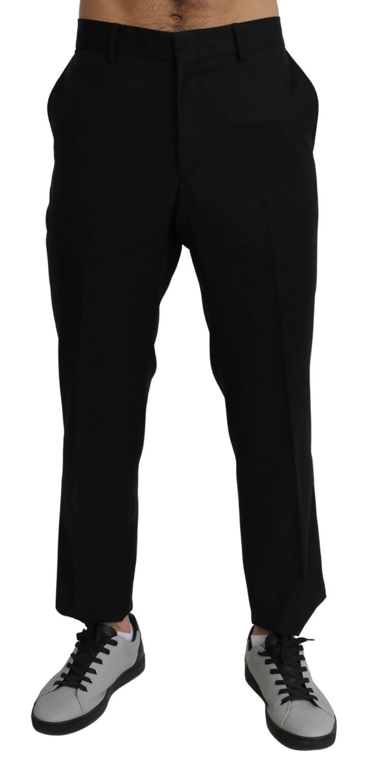 Pantalones de vestir formales Dolce & Gabbana de lana y algodón negros