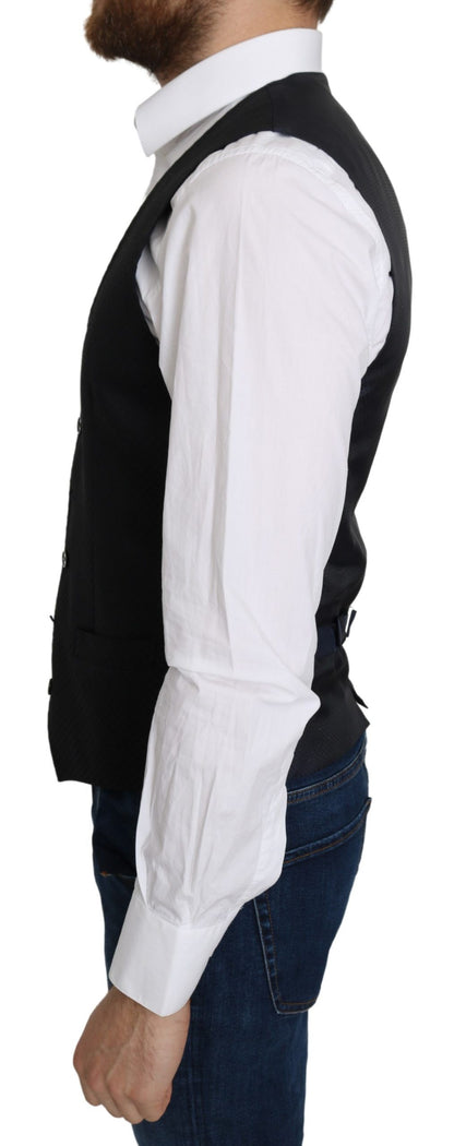 Gilet de costume Dolce & Gabbana en soie bleue à motif losanges