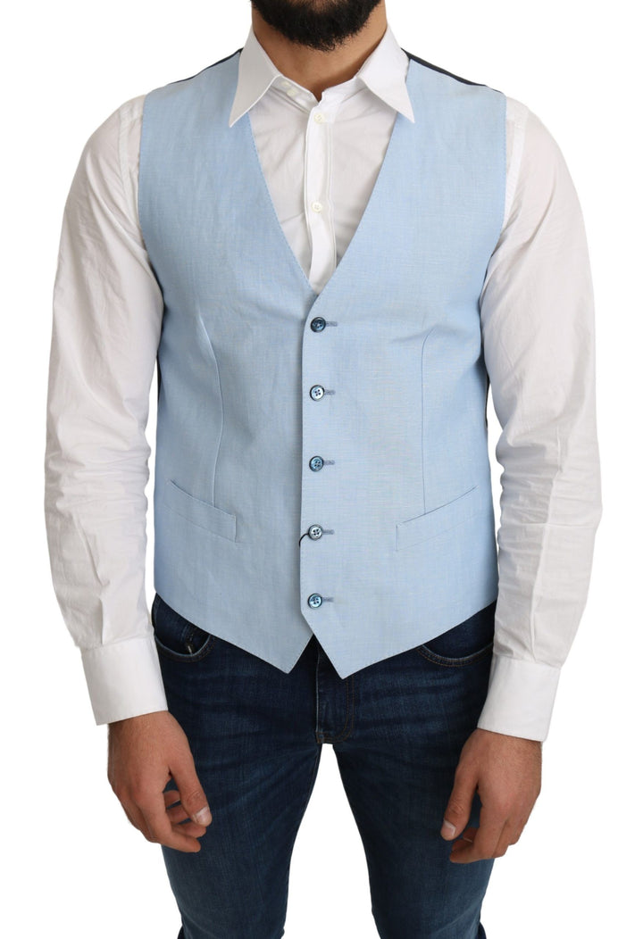 Chaleco formal elástico de viscosa azul Dolce & Gabbana