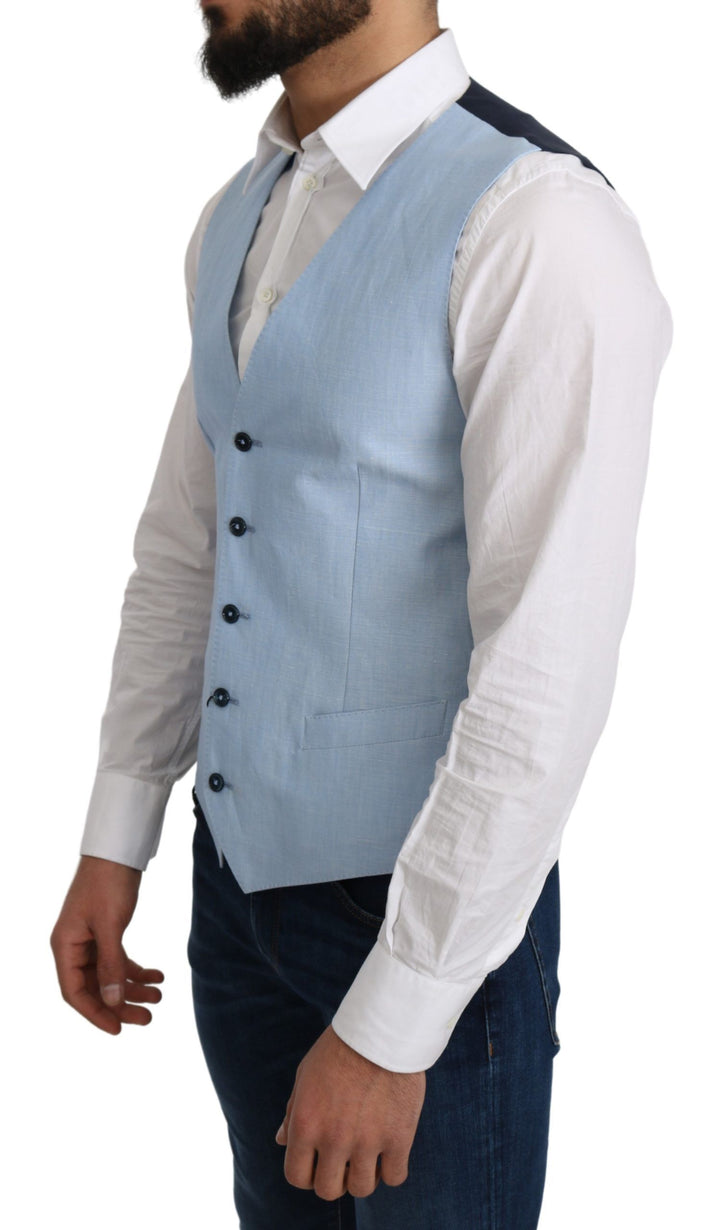 Chaleco formal elástico de viscosa azul Dolce & Gabbana
