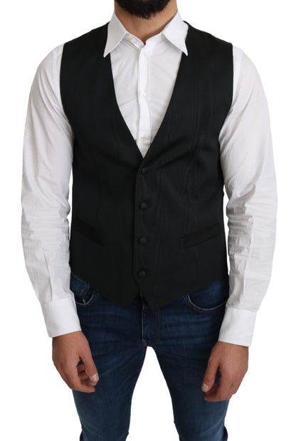 Gilet de costume habillé Dolce & Gabbana gris 100 % soie