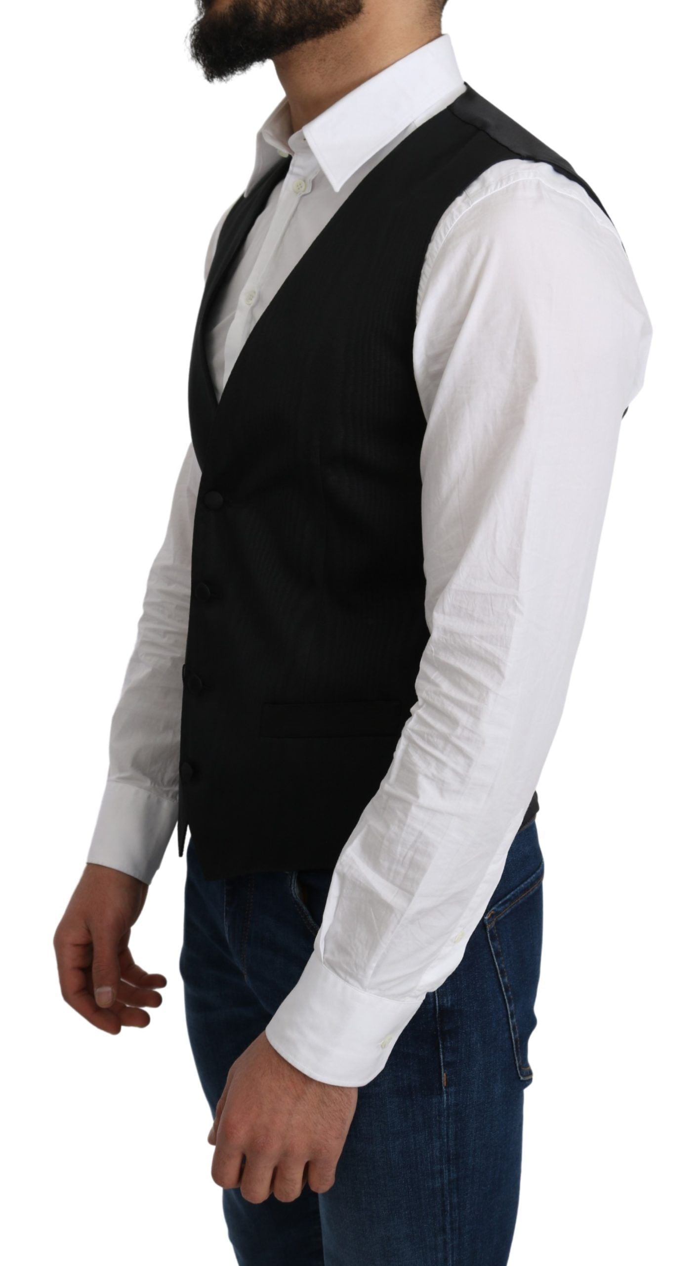 Gilet de costume habillé Dolce & Gabbana gris 100 % soie