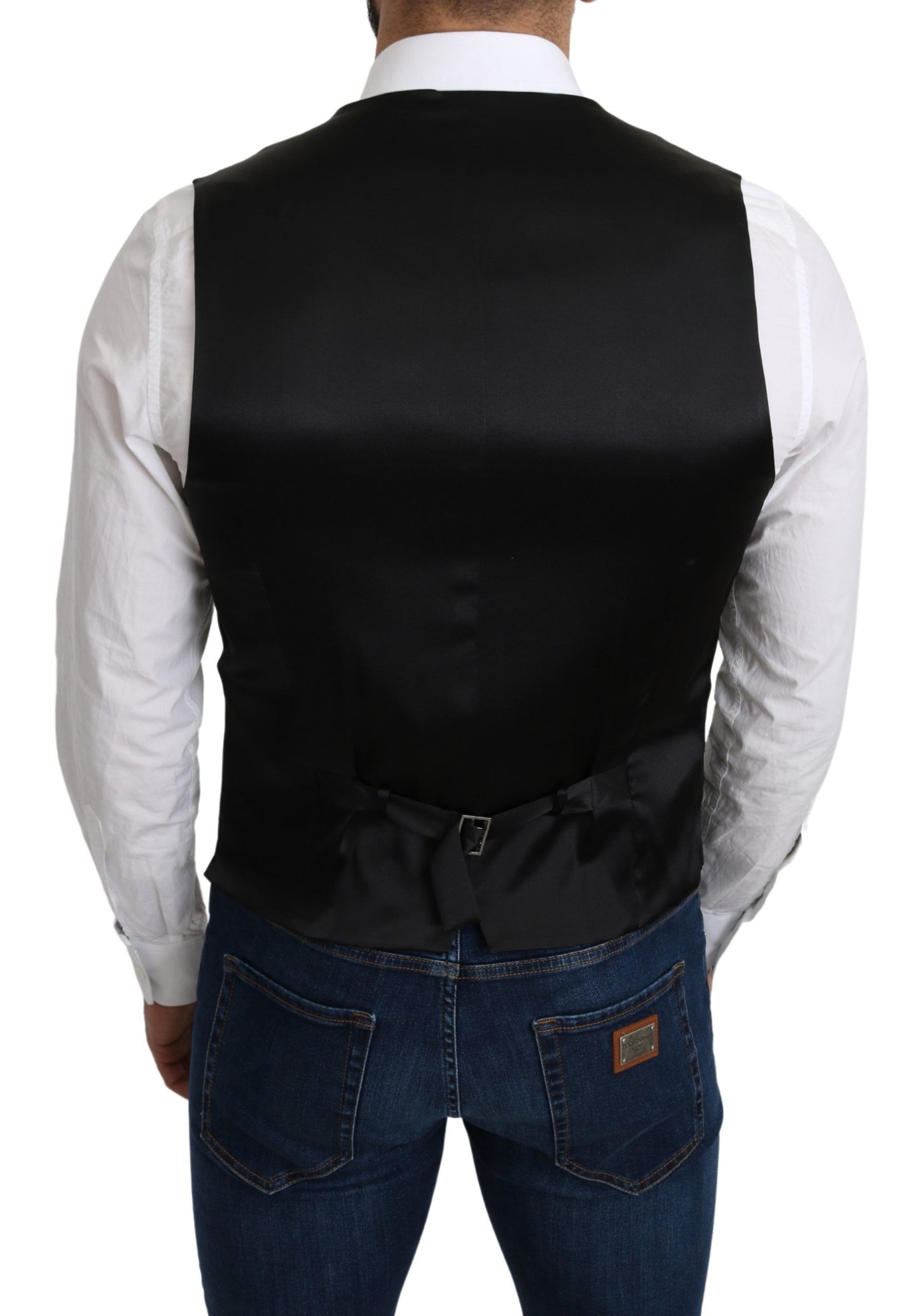 Gilet de costume habillé Dolce & Gabbana gris 100 % soie