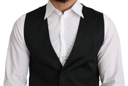 Gilet de costume habillé Dolce & Gabbana gris 100 % soie
