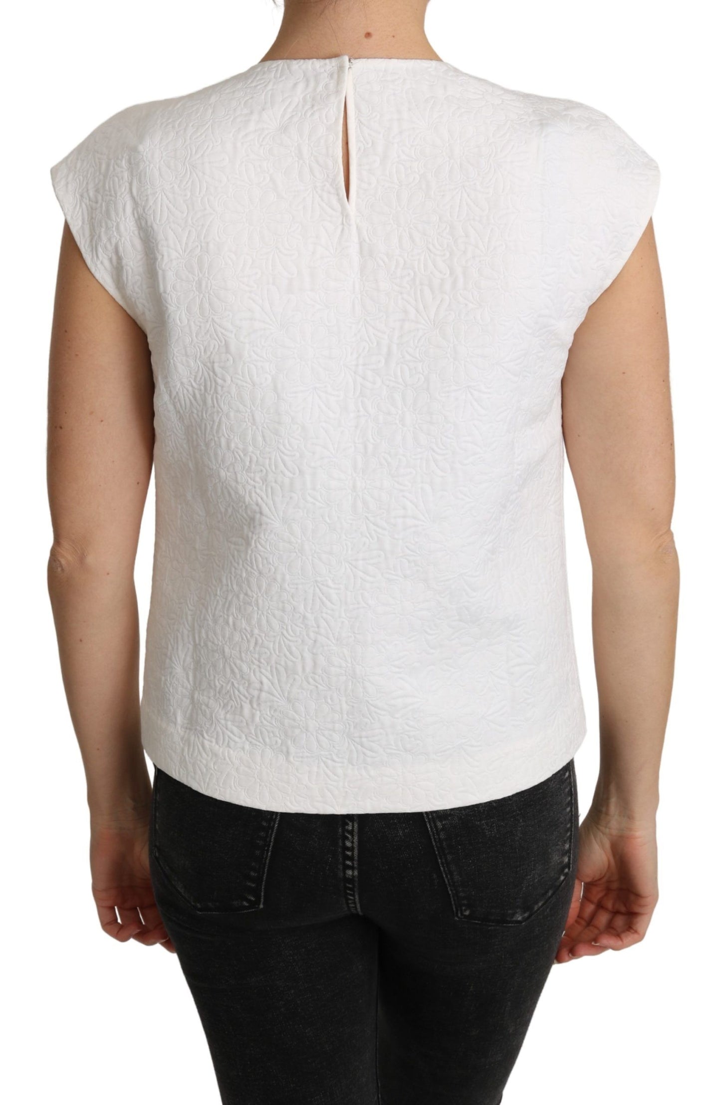 Chemisier Dolce & Gabbana en brocart floral blanc, haut en coton
