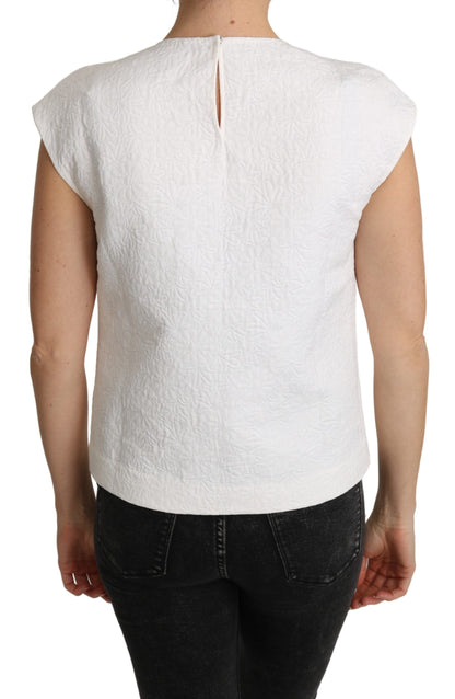 Chemisier Dolce & Gabbana en brocart floral blanc, haut en coton