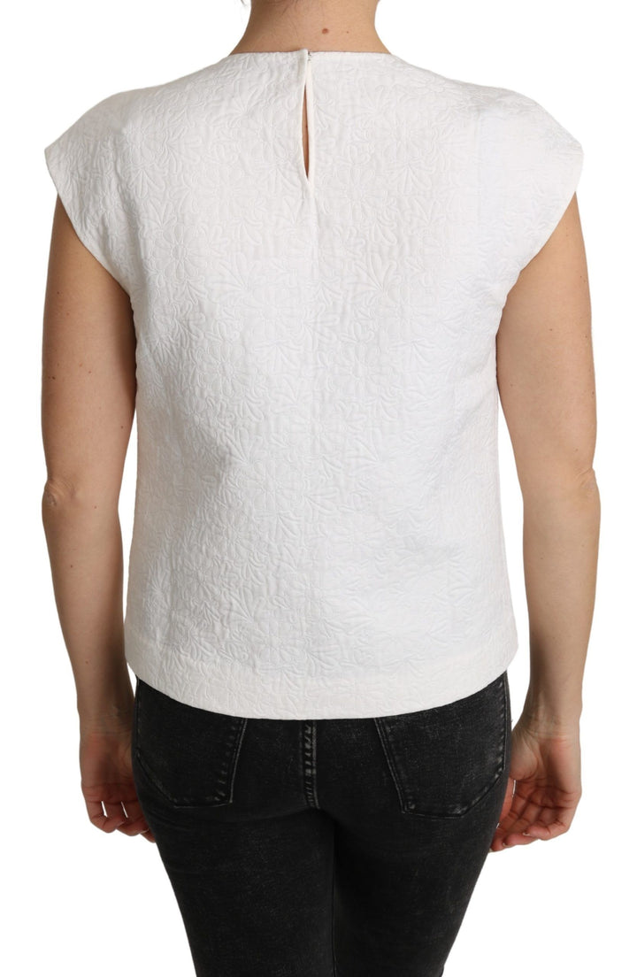 Blusa de brocado floral blanca de algodón Dolce & Gabbana