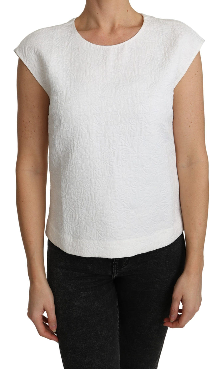 Blusa de brocado floral blanca de algodón Dolce & Gabbana