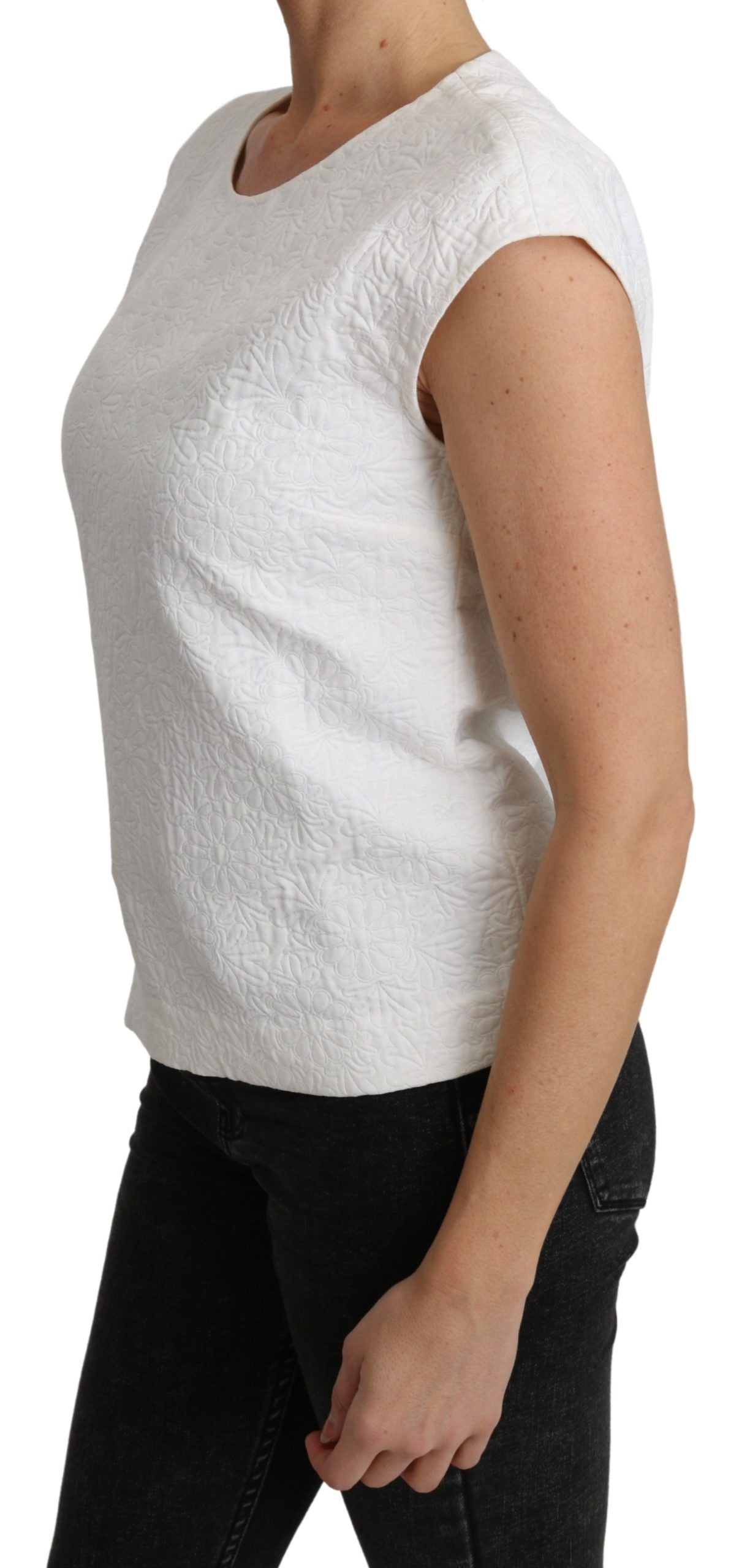 Chemisier Dolce & Gabbana en brocart floral blanc, haut en coton