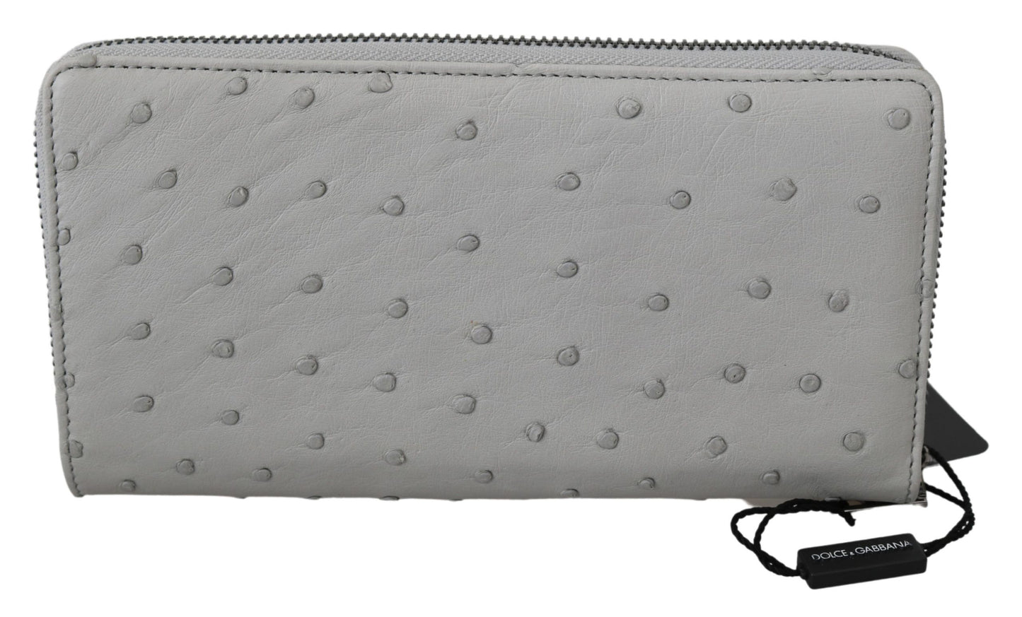 Portefeuille Continental Homme Dolce & Gabbana en Cuir d'Autruche Blanc