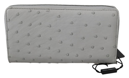 Portefeuille Continental Homme Dolce & Gabbana en Cuir d'Autruche Blanc