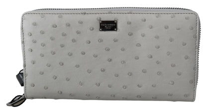 Portefeuille Continental Homme Dolce & Gabbana en Cuir d'Autruche Blanc