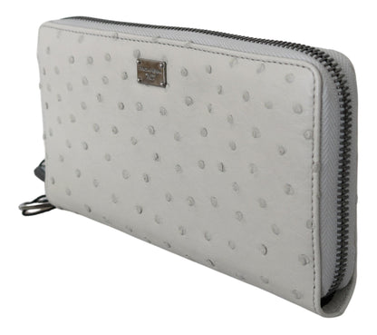 Portefeuille Continental Homme Dolce & Gabbana en Cuir d'Autruche Blanc