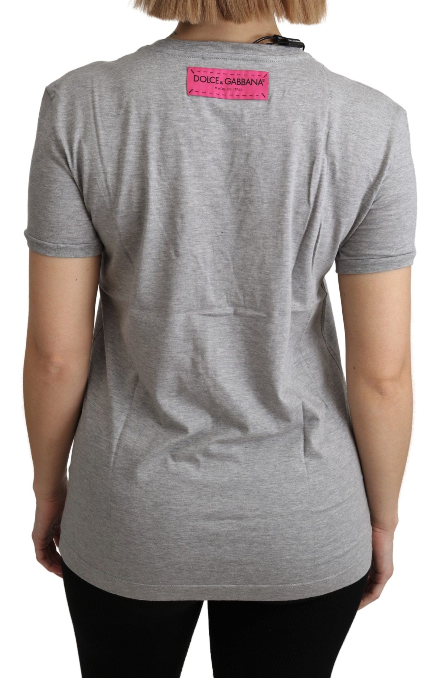 T-shirt Dolce & Gabbana en coton gris Amore e Bellezza