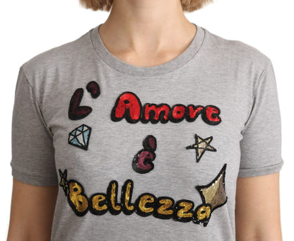 T-shirt Dolce & Gabbana en coton gris Amore e Bellezza