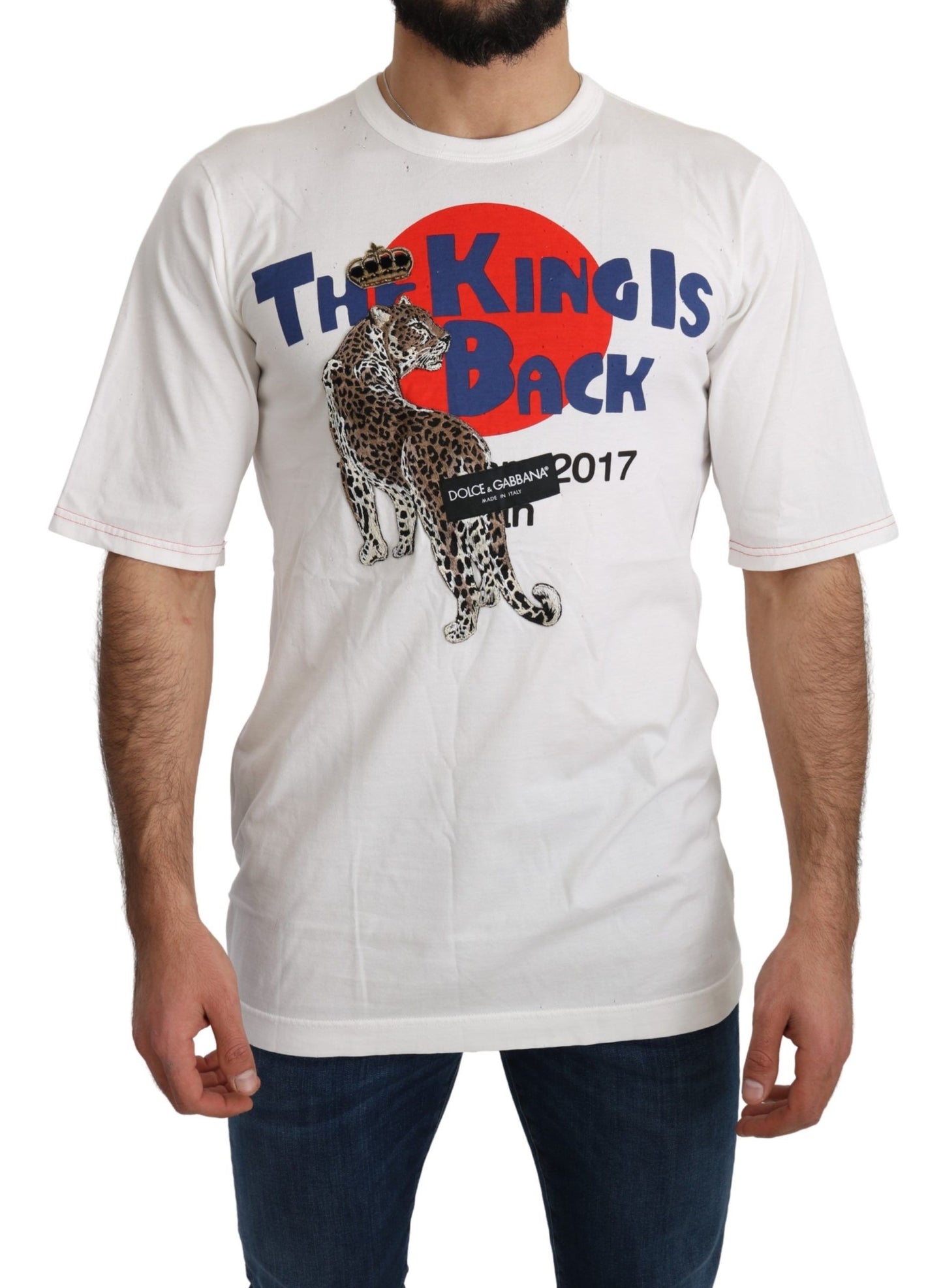 T-shirt Dolce & Gabbana « Leopard Royal » blanc